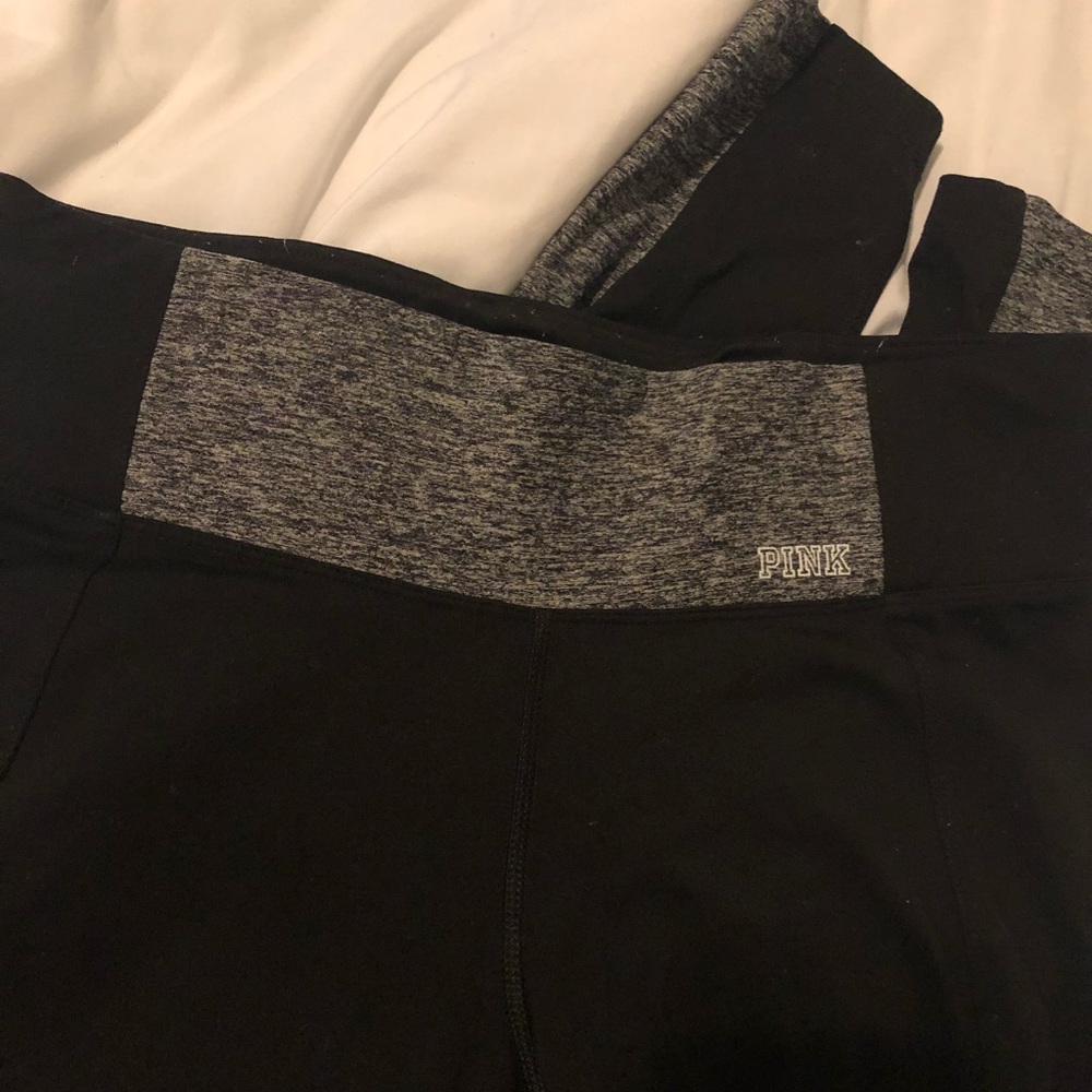 Black and grey “pink” leggings